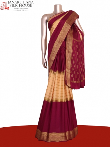 Pure Veldhari Zari Lines Mysore Crepe Silk Saree